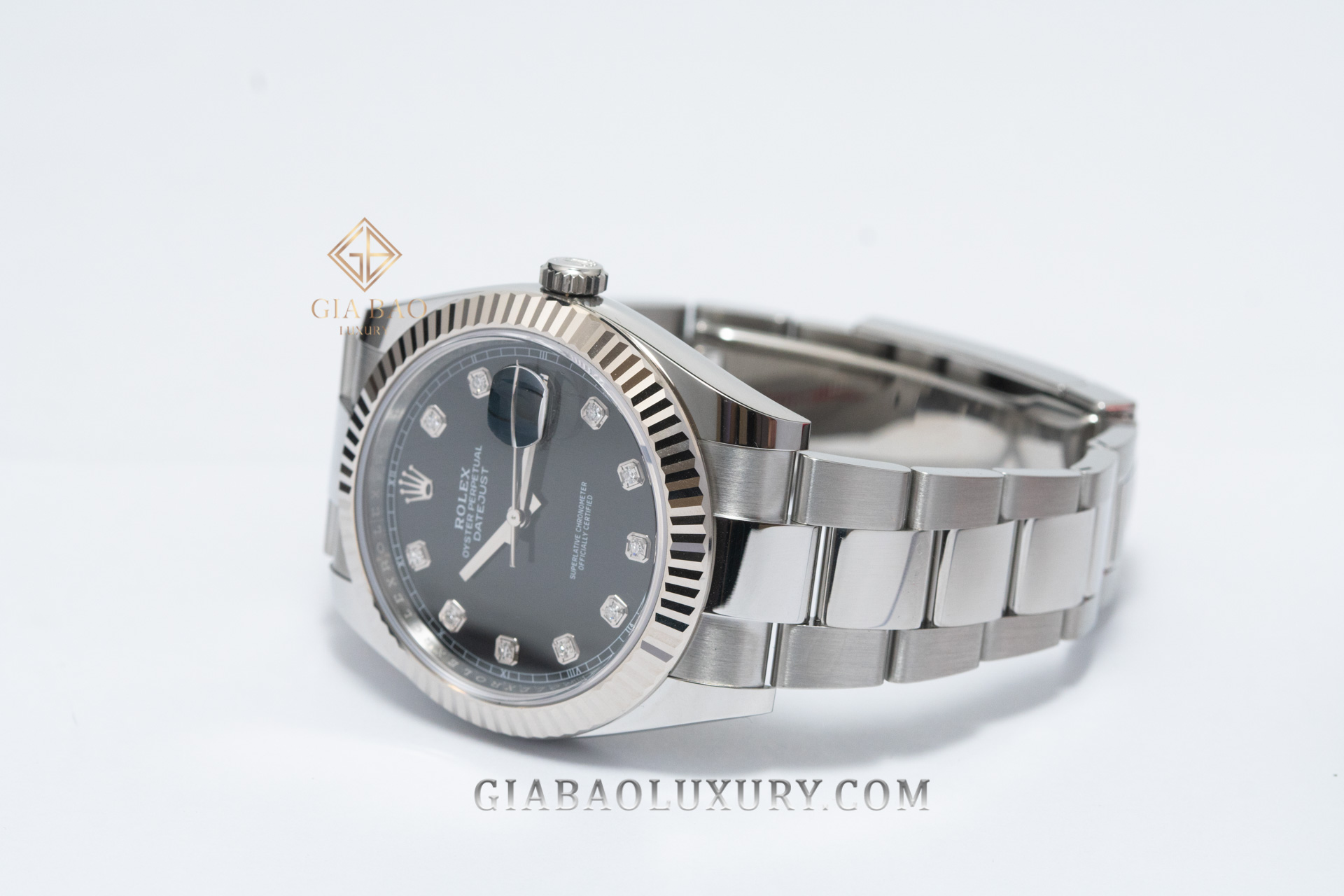 Rolex Datejust 41 126334 Mặt Số Đen Nạm Kim Cương Dây Đeo Oyster