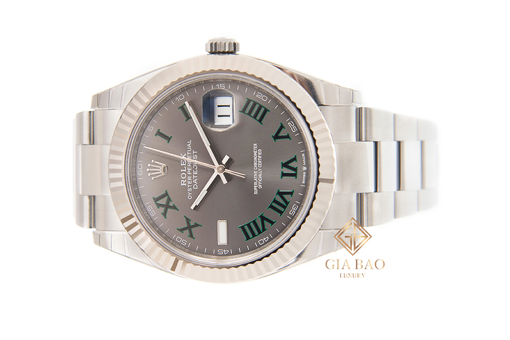 Rolex Datejust 41 126334 Mặt Số Wimbledon Tối Cọc Số La Mã Dây Đeo Oyster