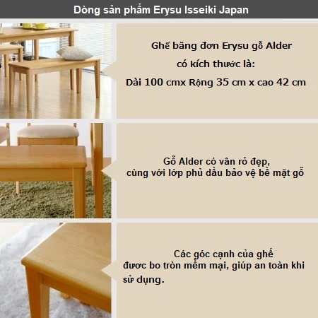 Ghế băng Eris Japan 4210 Gỗ Alder