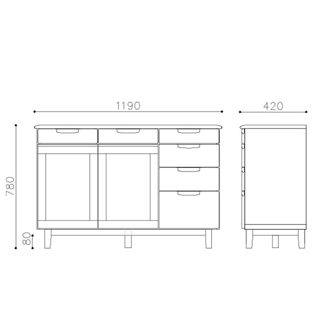 Tủ bếp Eris Japan 120SB Gỗ Adler