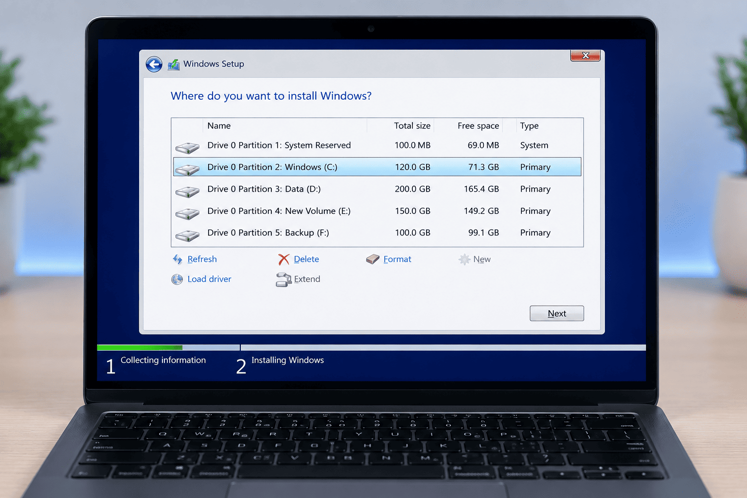 Phân vùng ổ cứng trước khi cài Windows.