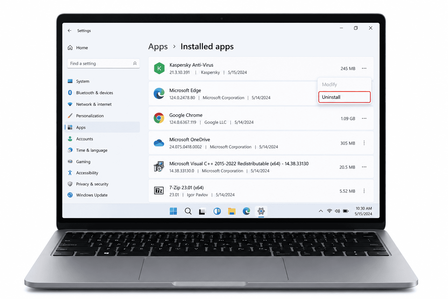 Gỡ phần mềm diệt virus trên Windows.