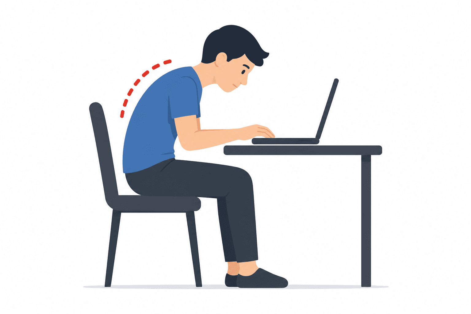 Tư thế sử dụng laptop sai khiến cổ và vai chịu nhiều áp lực