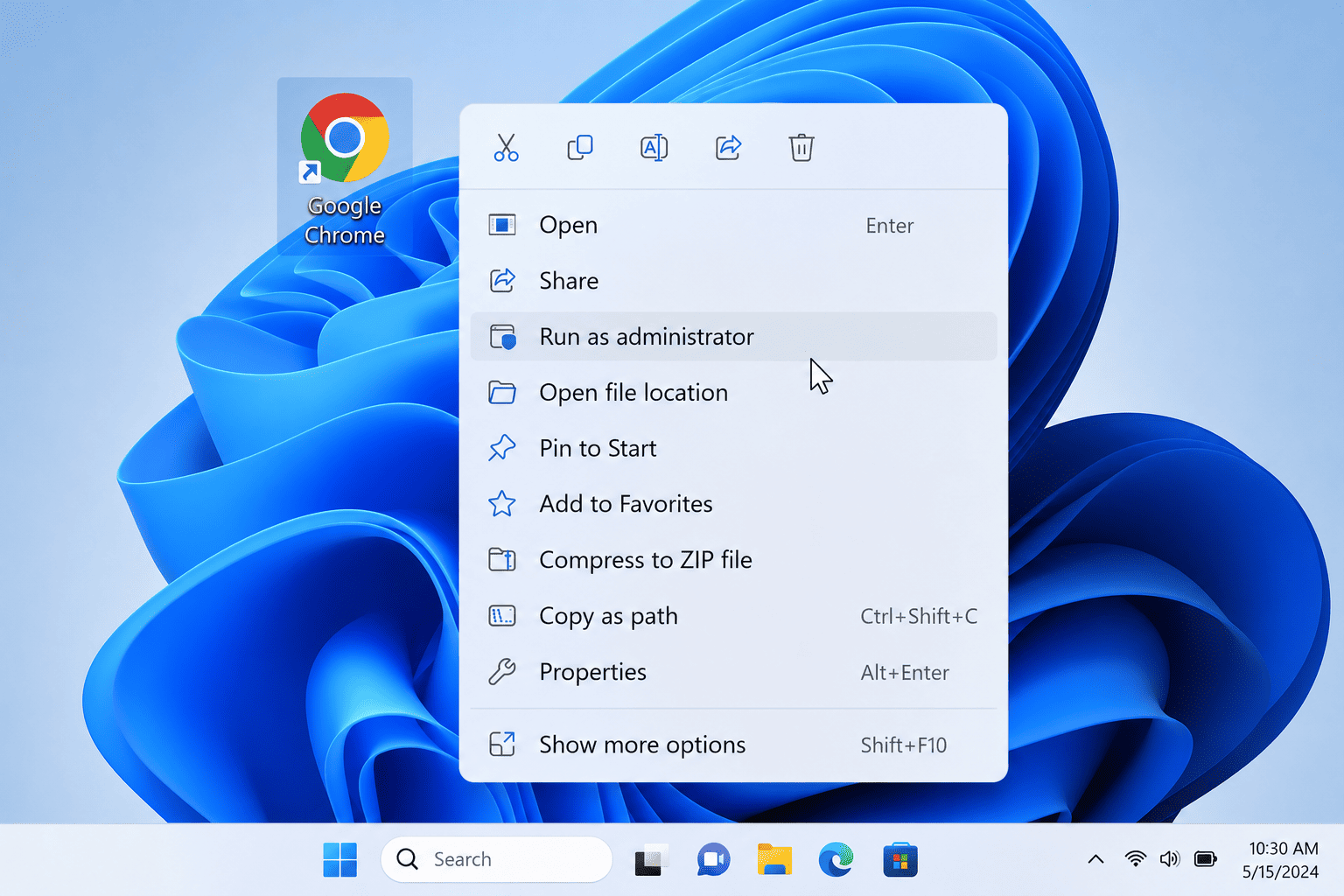 Run as administrator trên Windows.