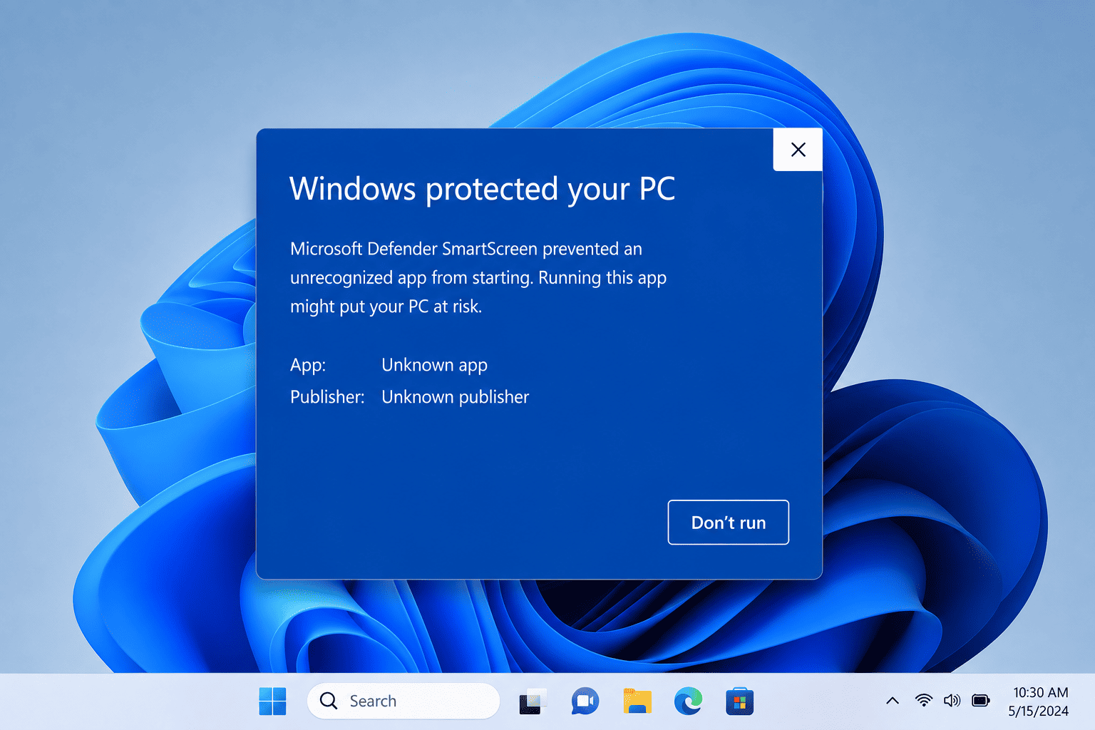 Microsoft Defender SmartScreen trên Windows.