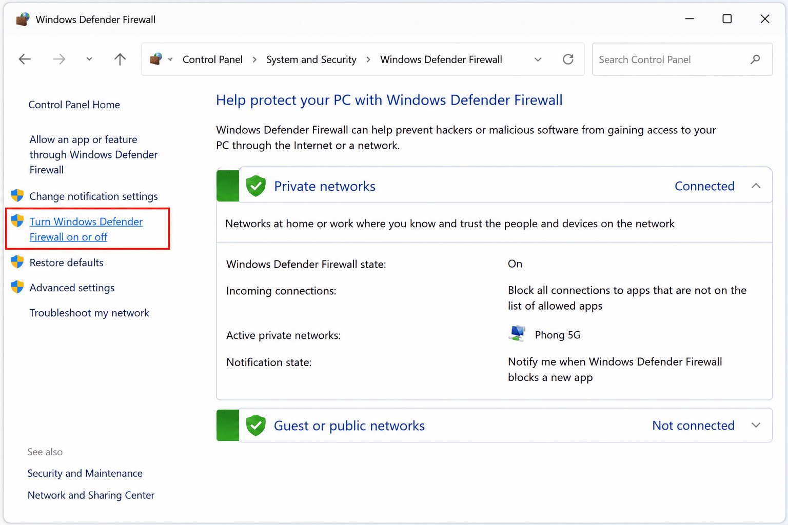 Cấu hình Windows Firewall.