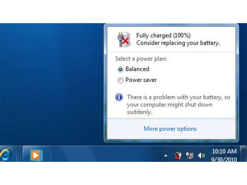 Máy tính báo tình trạng pin hỏng