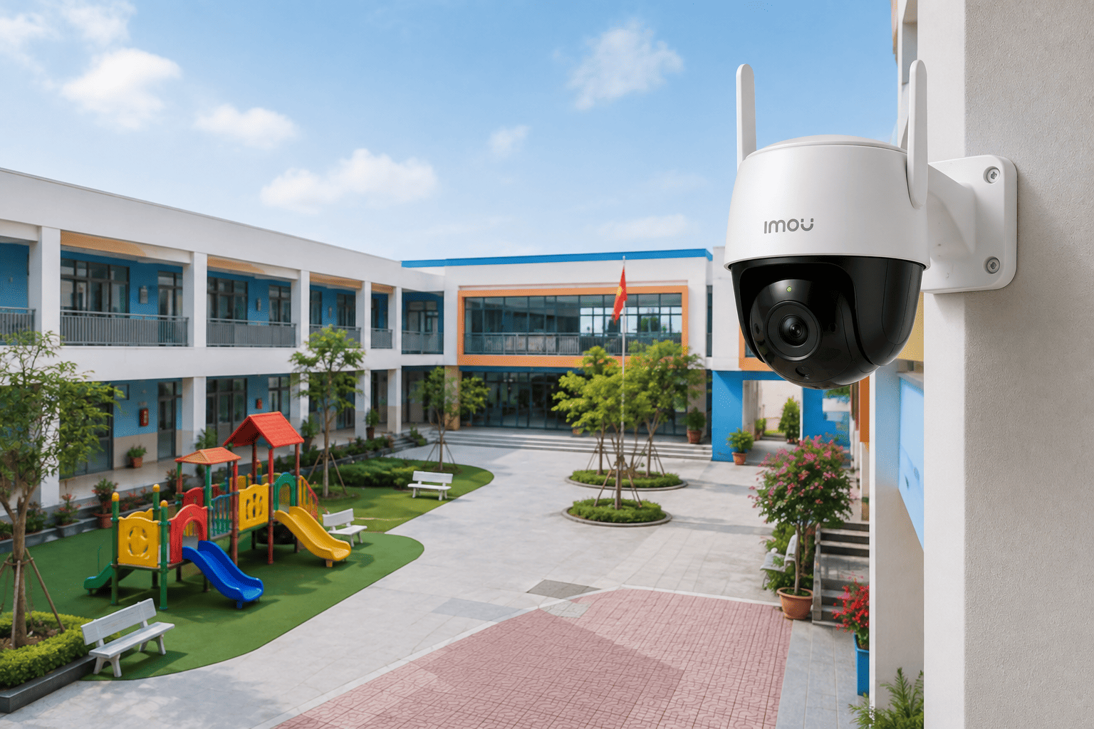 Camera WiFi giám sát trường học.
