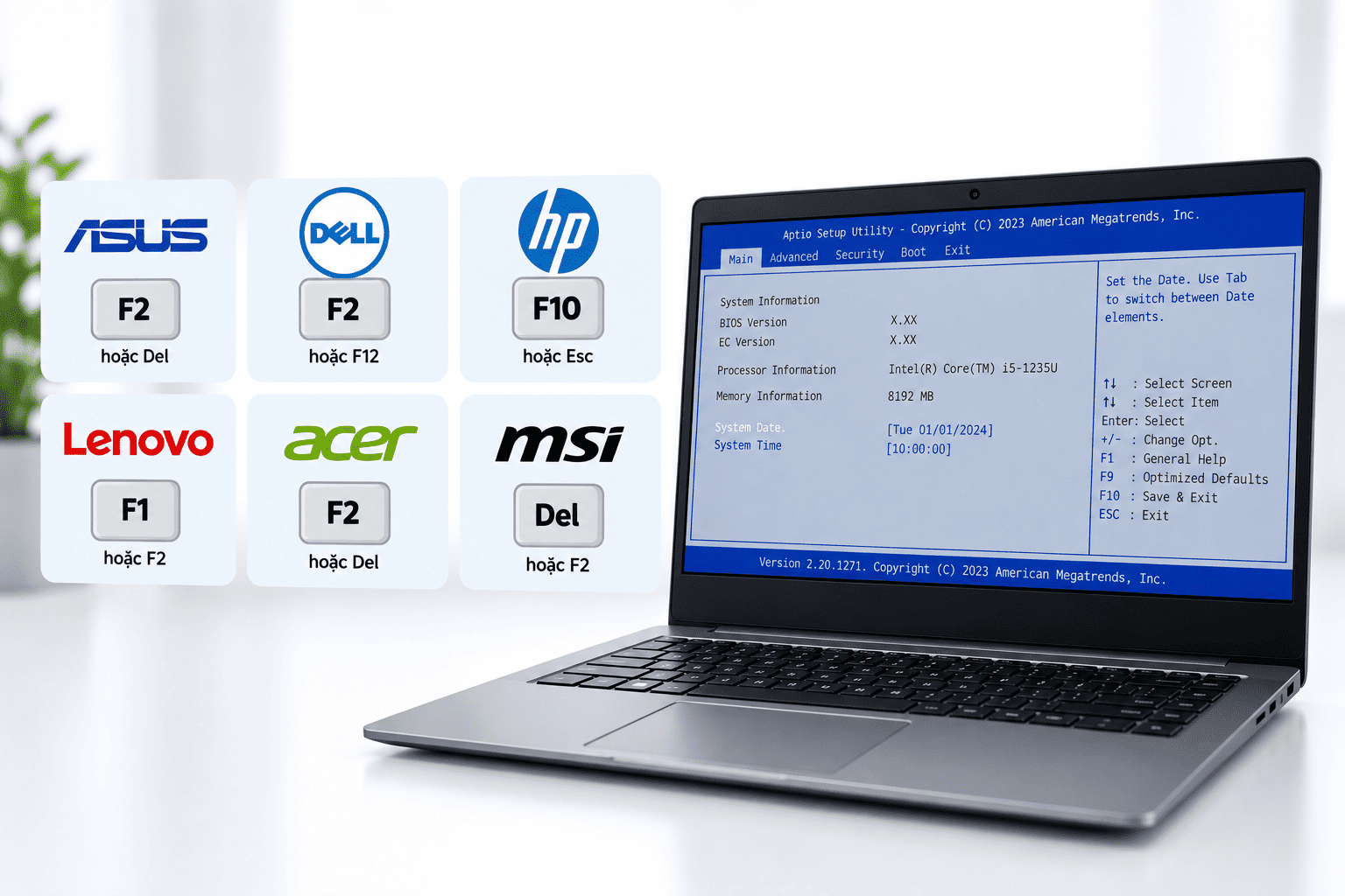 cách vào BIOS trên laptop và máy tính