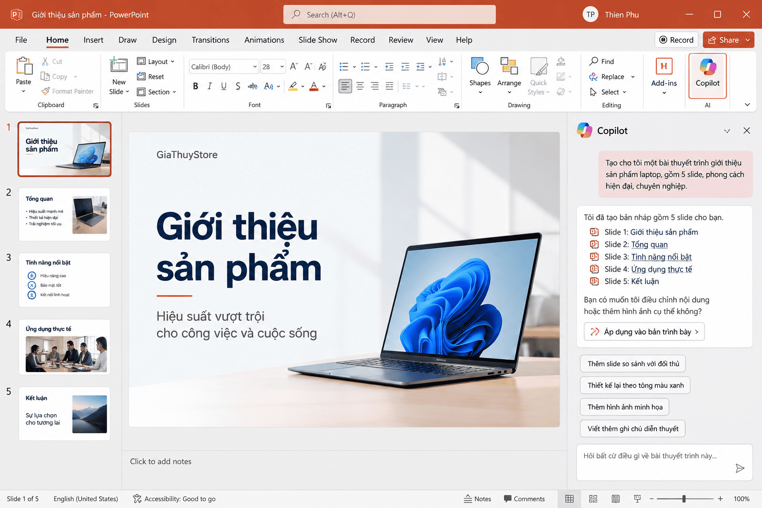 PowerPoint bản quyền hỗ trợ cộng tác và chỉnh sửa bài trình chiếu