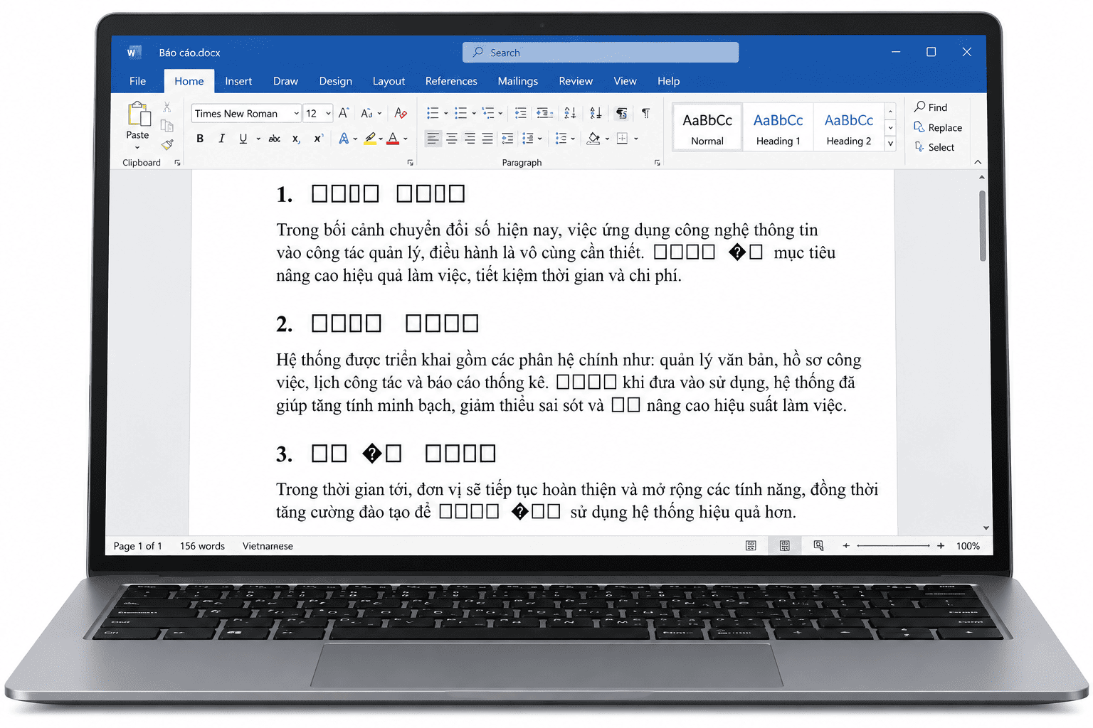 Laptop bị lỗi font chữ Windows với ký tự tiếng Việt hiển thị sai