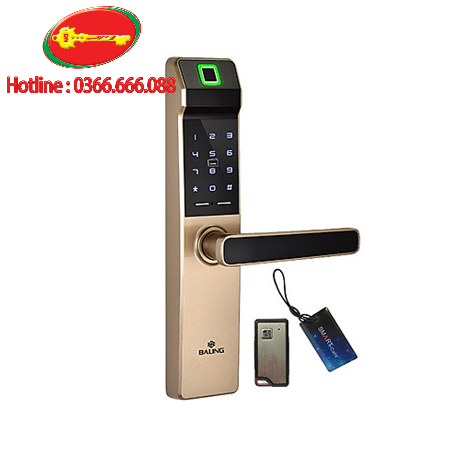 KHÓA CỬA VÂN TAY-THẺ-MẬT MÃ-ĐIỀU KHIỂN BALING NF21(5IN1)