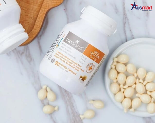 Viên nang bổ sung canxi cho bé Bio Island Milk Calcium Kids có dạng hình con cá ngộ nghĩnh