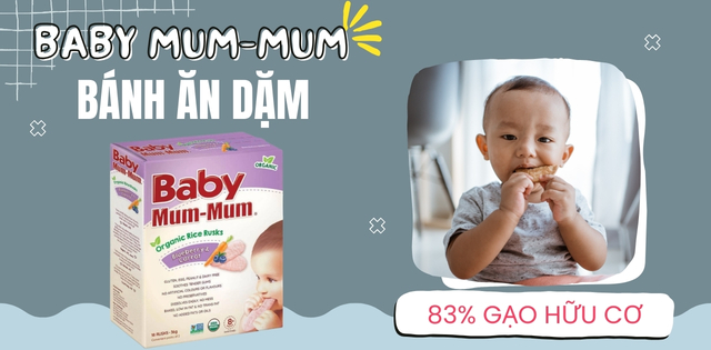 Bánh gạo ăn dặm Baby Mum-Mum Rice Rusks Blueberry & Carrot Flavour