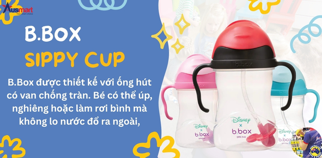 Bình tập uống nước B.Box Sippy Cup Disney với thiết kế van chống tràn cho bé