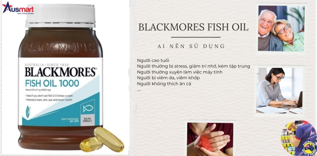 Viên uống Blackmores Fish Oil 1000mg thích hợp sử dụng cho cả già trẻ lớn bé Viên uống Blackmores Fish Oil 1000mg thích hợp sử dụng cho cả già trẻ lớn bé