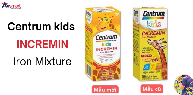 Incremin Iron Mixture Centrum Kid mẫu mới và cũ Incremin Iron Mixture Centrum Kid mẫu mới và cũ