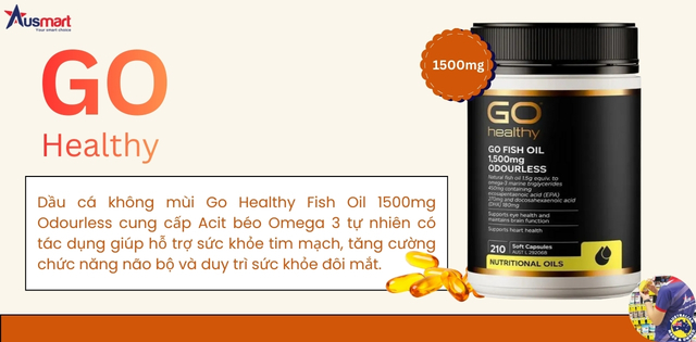 Viên dầu cá không mùi Go Healthy Go Fish Oil 1500mg Odourless