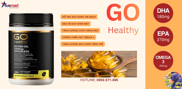 Công dụng của viên dầu cá không mùi Go Healthy Go Fish Oil 1500mg Odourless