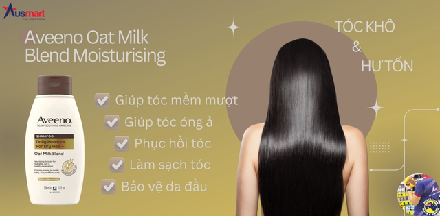 Công dụng của dầu gội phục hồi tóc hư tổn Aveeno Oat Milk Blend Moisturising