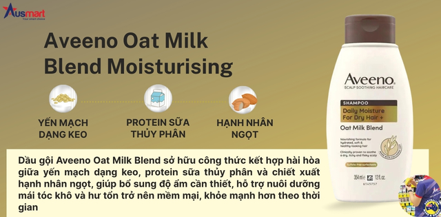 Thành phần của dầu gội phục hồi tóc hư tổn Aveeno Oat Milk Blend Moisturising