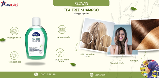 Thành phần dầu gội trị nấm Redwin Tea Tree Thành phần dầu gội trị nấm Redwin Tea Tree