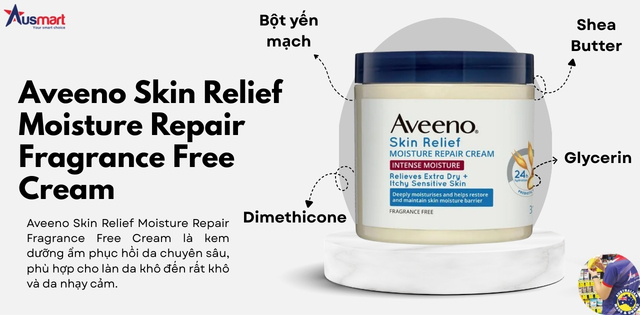 Thành phần của dưỡng ẩm phục hồi da Aveeno Skin Relief Moisture Repair Fragrance Free Cream