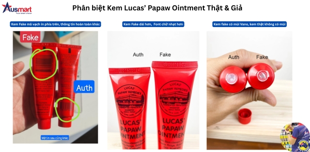 Cách phân biệt Kem đu đủ Lucas Papaw thật và giả