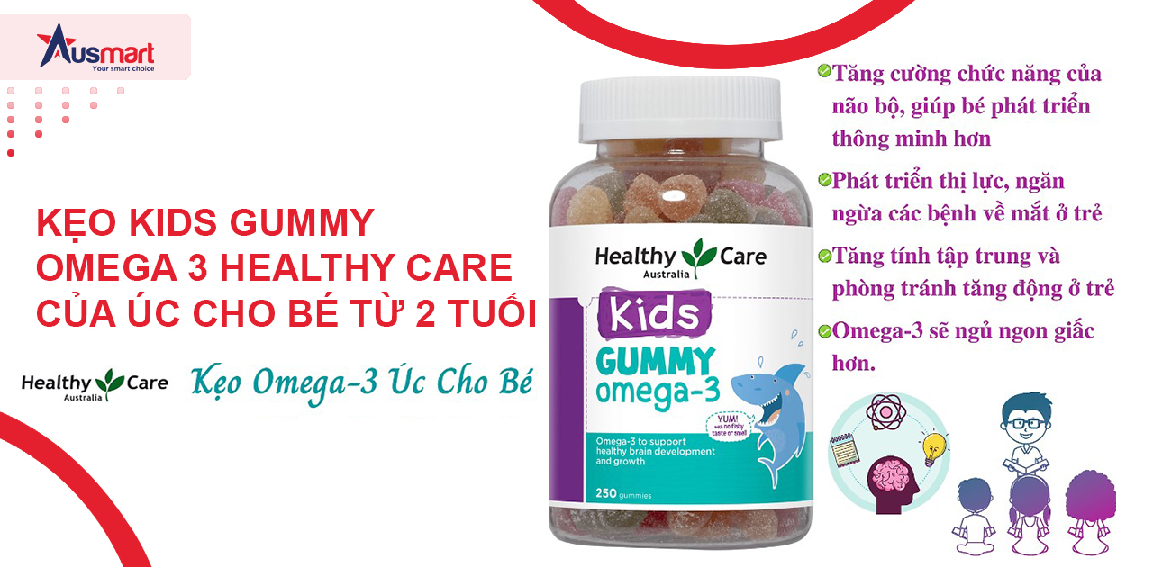 Kẹo dẻo omega 3 Úc cho bé Healthy Care