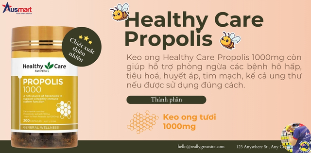 Keo ong Healthy Care Propolis 1000mg Úc