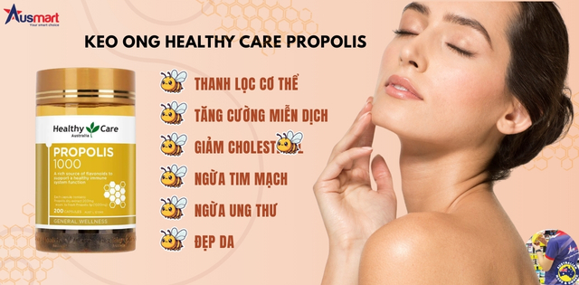 Công dụng của keo ong Healthy Care Propolis 1000mg Úc