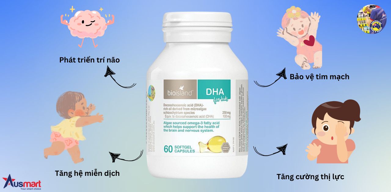 Một số công dịch chính của viên uống bổ sung DHA Bio Island Một số công dụng chính của viên uống bổ sung DHA Bio Island