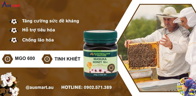 Công dụng mật ong Manuka Honey 16 Australian by Nature MGO 600