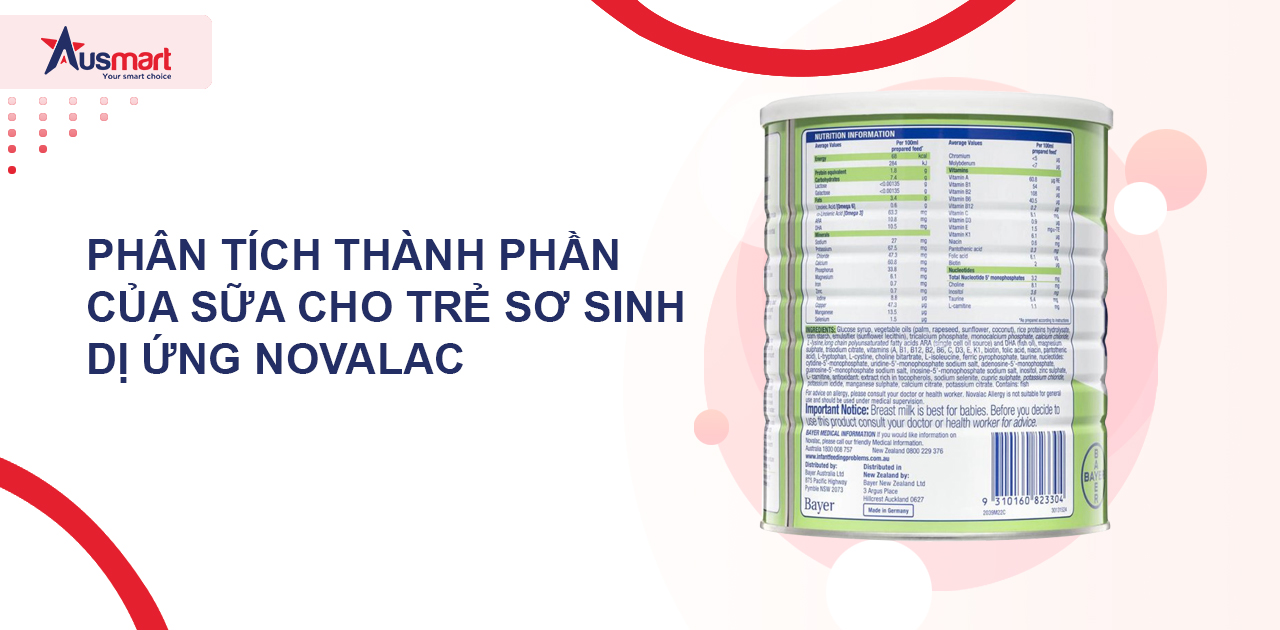 Phân tích thành phần của sữa cho trẻ sơ sinh dị ứng Novalac