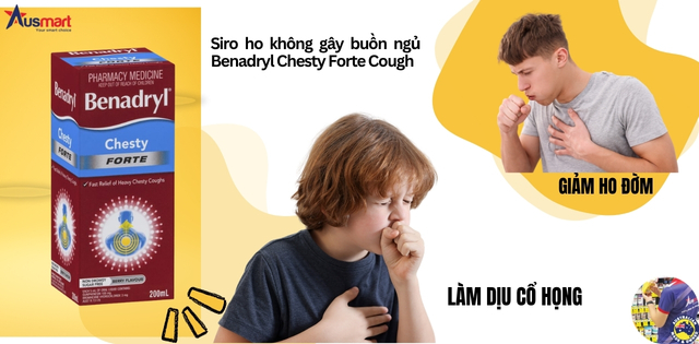Siro ho không gây buồn ngủ Benadryl Chesty Forte Cough Liquid Berry Flavour