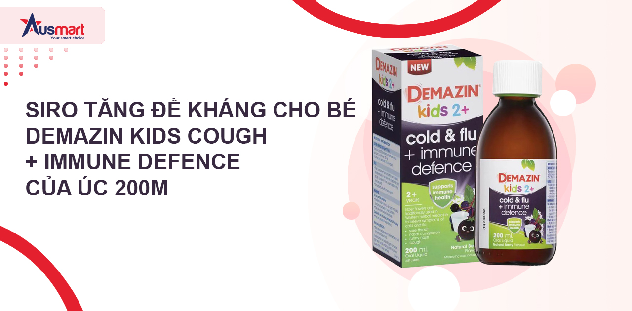 Siro tăng đề kháng cho bé Demazin Kids Cough + Immune Defence của Úc 200m