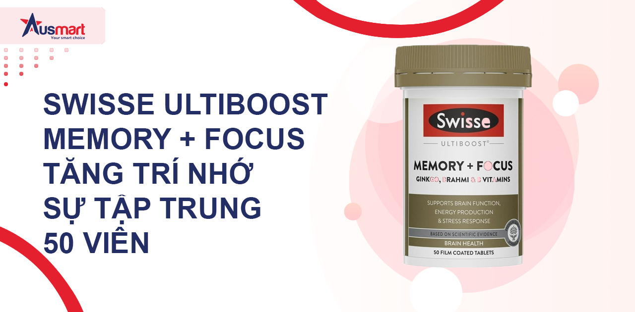 Swisse Ultiboost Memory + Focus tăng trí nhớ sự tập trung 50 viên