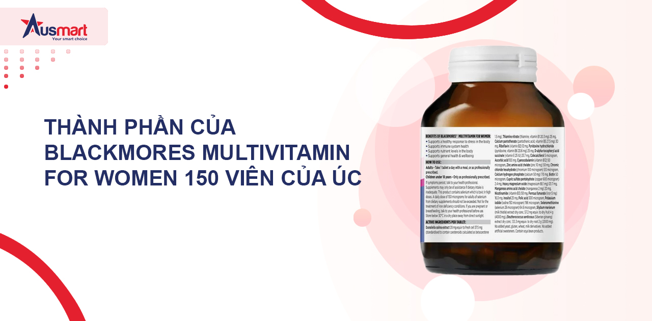 Thành phần của Blackmores Multivitamin For Women 150 viên của Úc