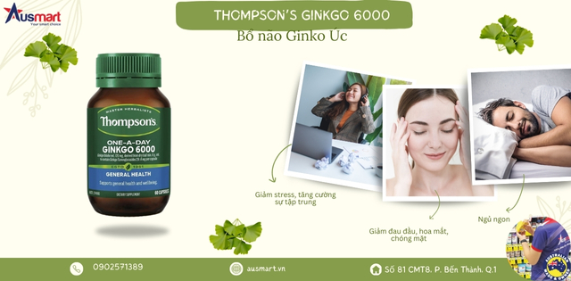 Viên uống bổ não Gingko Úc Thompson's 6000 Viên uống bổ não Gingko Úc Thompson's 6000