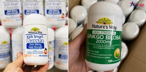 Sản phẩm Nature's Way Kids Smart DHA 300mg Triple và Nature's Way Ginkgo Biloba 2000mg