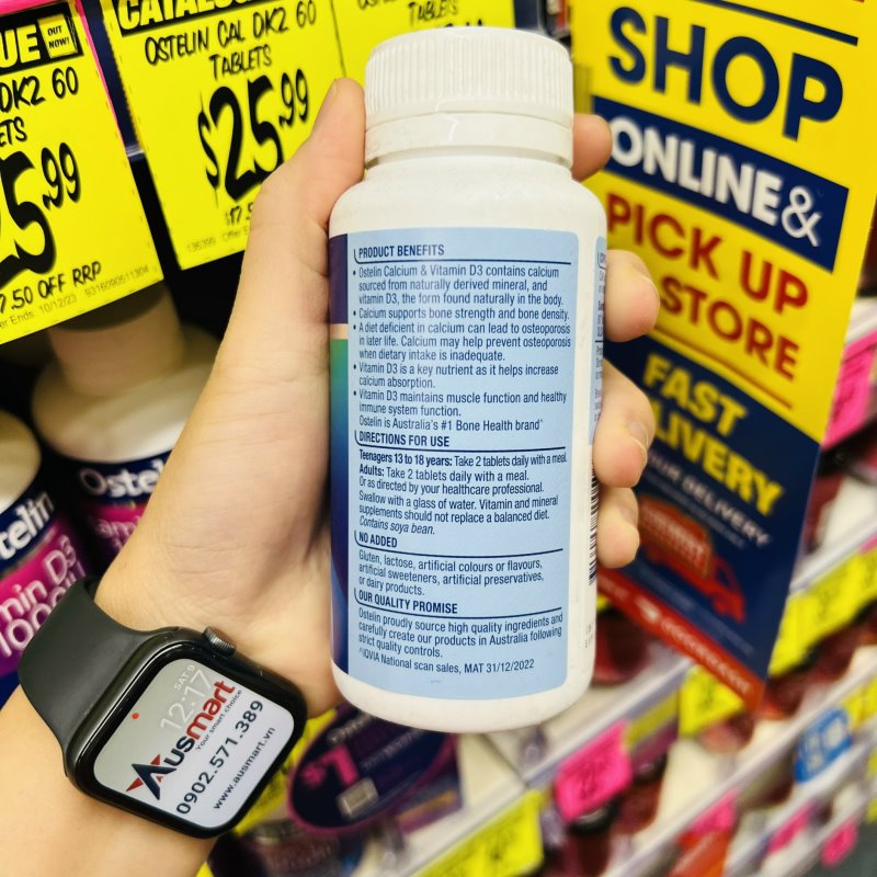 Hướng dẫn sử dụng Viên uống bổ sung Canxi Ostelin Calcium & Vitamin D3