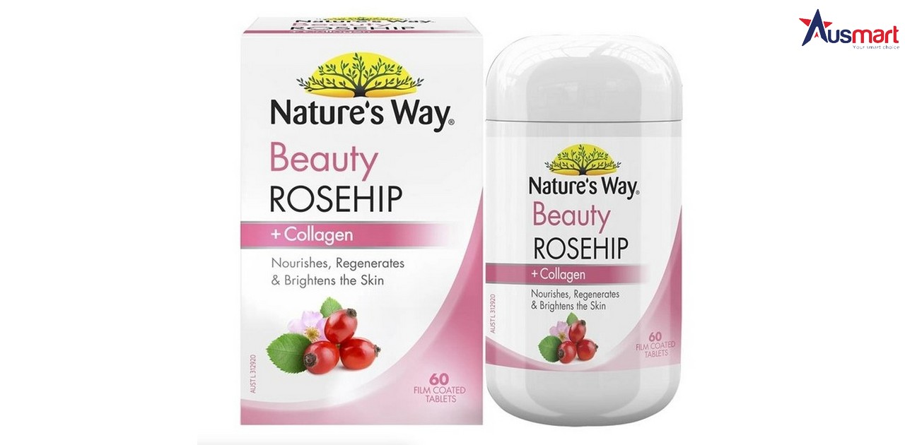 collagen úc tốt nhất hiện nay - Viên uống trắng da Nature's Way Beauty Rosehip Collagen 