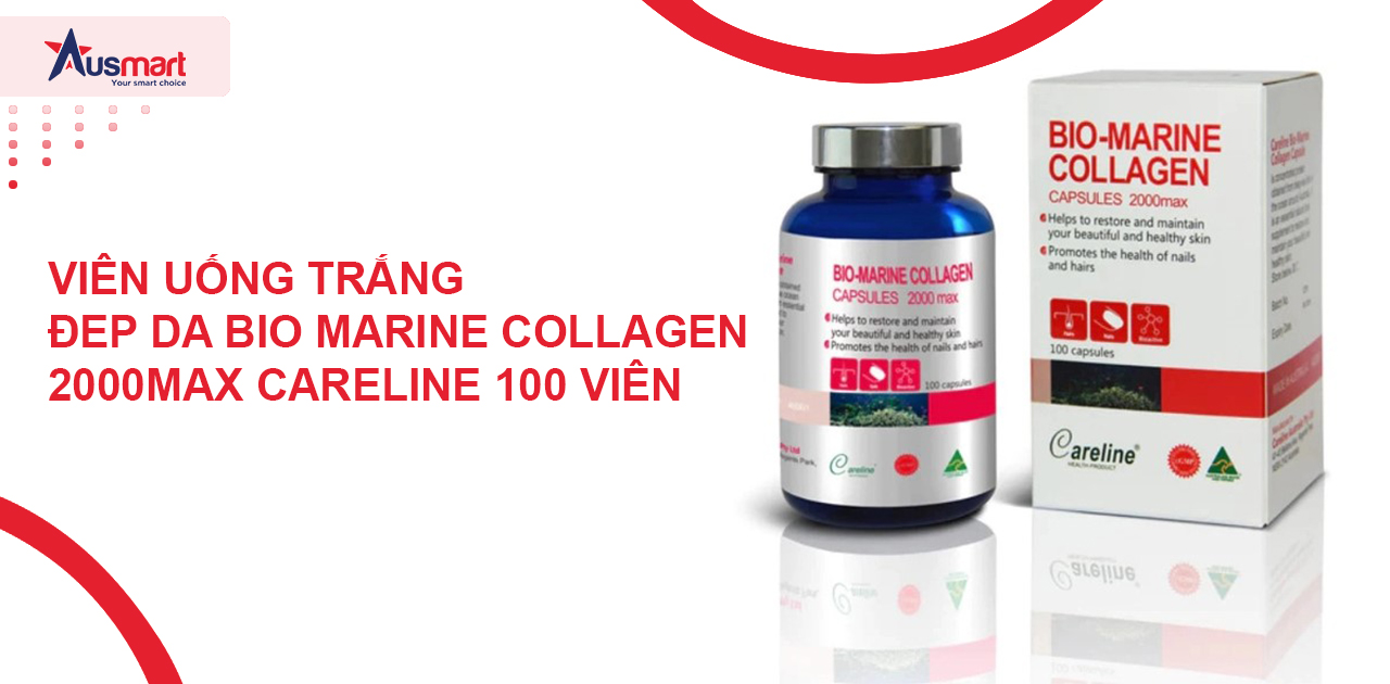 Viên uống trắng đẹp da Bio Marine Collagen 2000Max Careline 100 viên