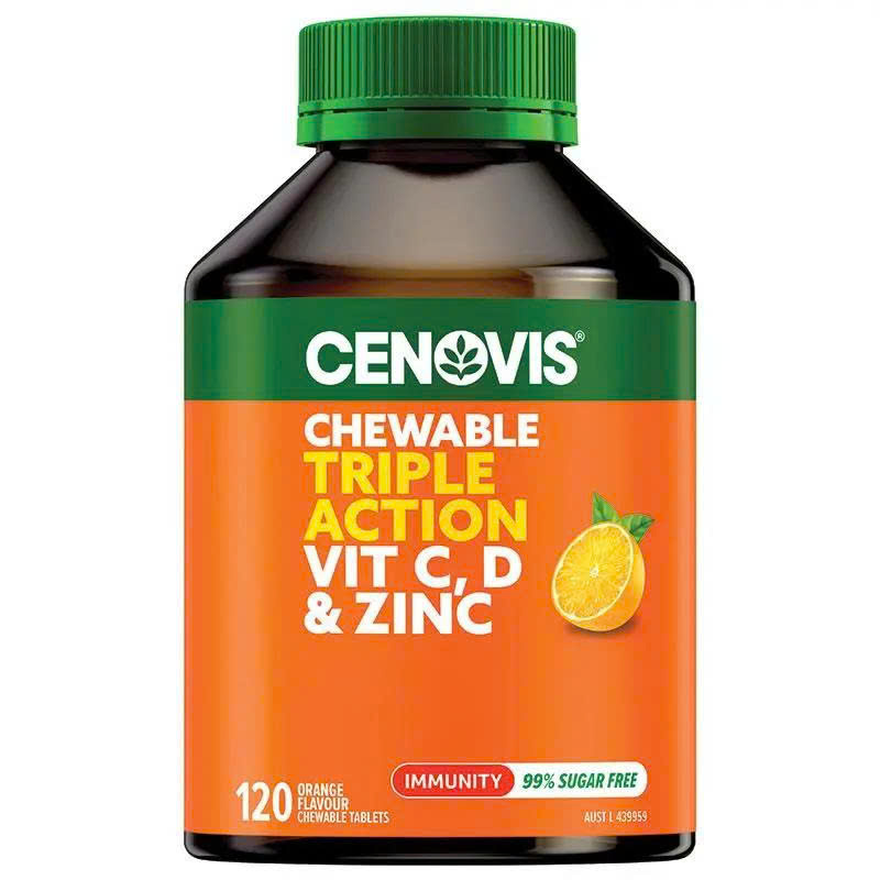 Viên nhai tăng đề kháng Cenovis Triple Action C D & Zinc