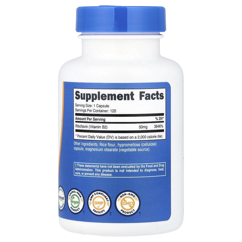 Viên uống bổ sung Vitamin B2 dạng hoạt tính Nutricost R-5-P Riboflavin-5-Phosphate 50mg
