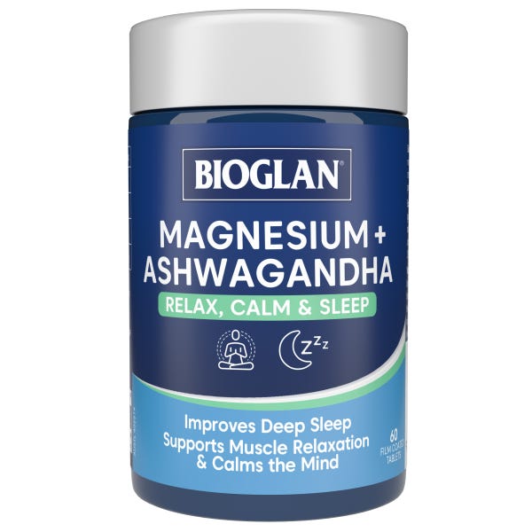 Viên uống magiê Bioglan Magnesium + Ashwaganha 60 viên