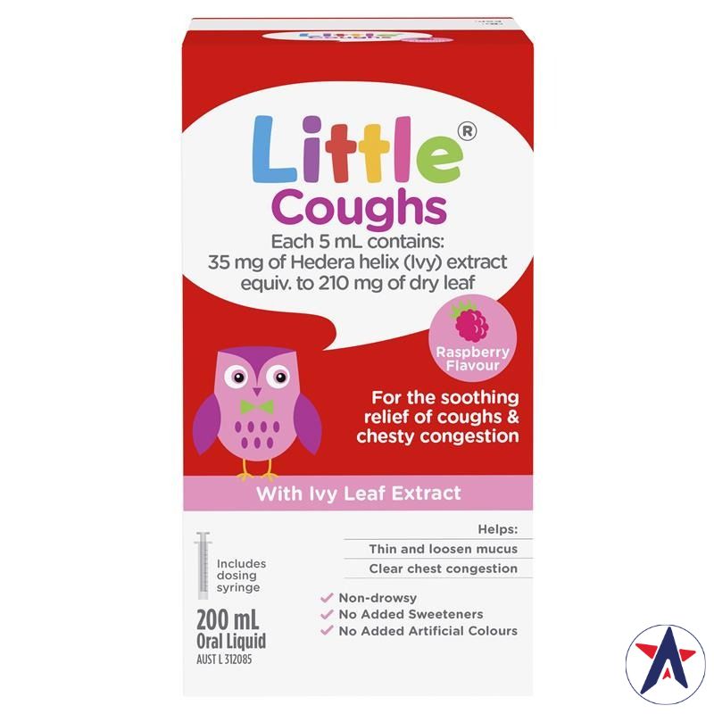 Siro ho cho bé từ 2 tuổi Little Coughs vị dâu Raspberry 200ml