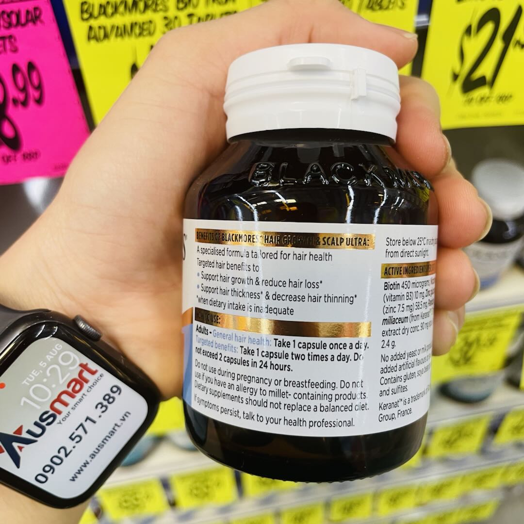 Viên uống kích thích mọc tóc Blackmores Hair Growth+Scalp Ultra