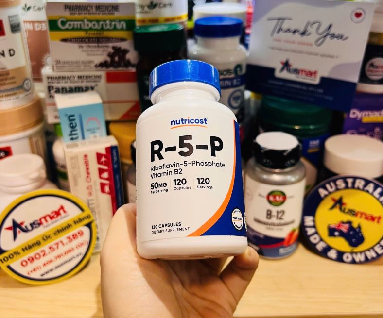 Viên uống bổ sung Vitamin B2 dạng hoạt tính Nutricost R-5-P Riboflavin-5-Phosphate 50mg