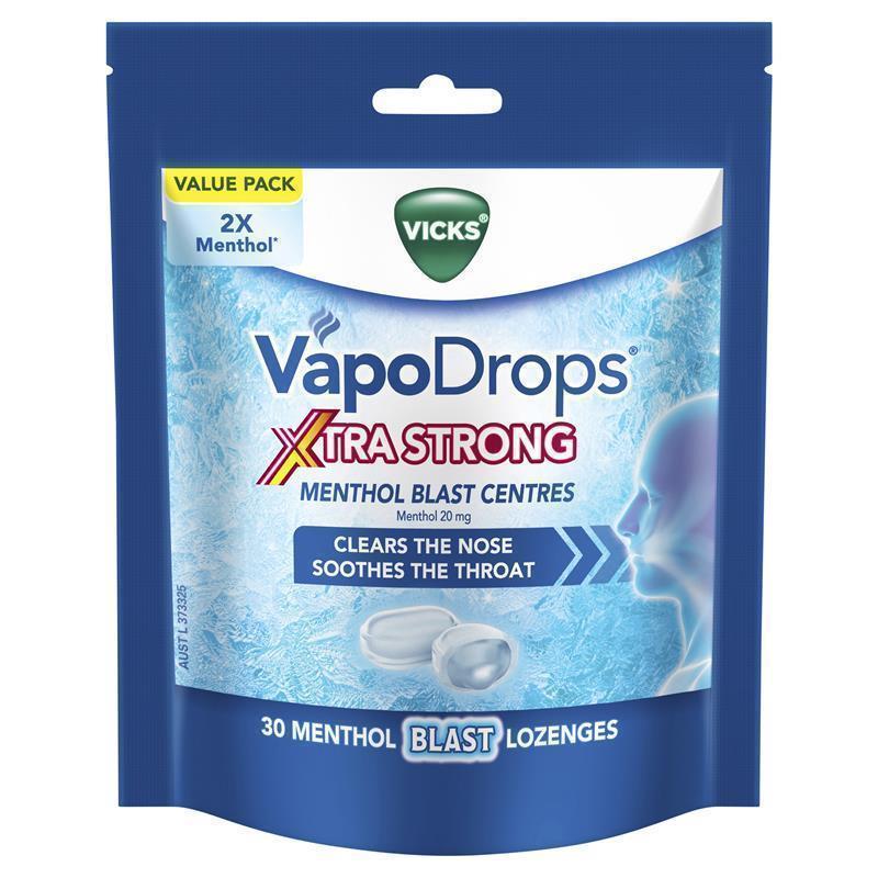 Kẹo ngậm thông cổ giảm ho Vicks VapoDrops Xtra Strong Menthol Blast